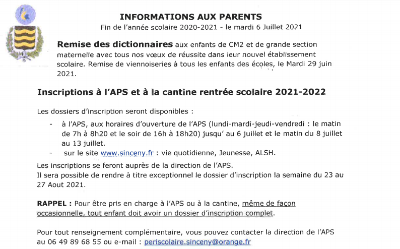 You are currently viewing Informations aux parents