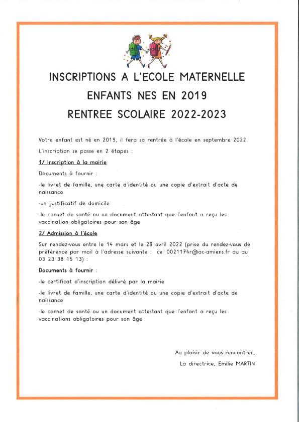 You are currently viewing Inscription à l’école Maternelle