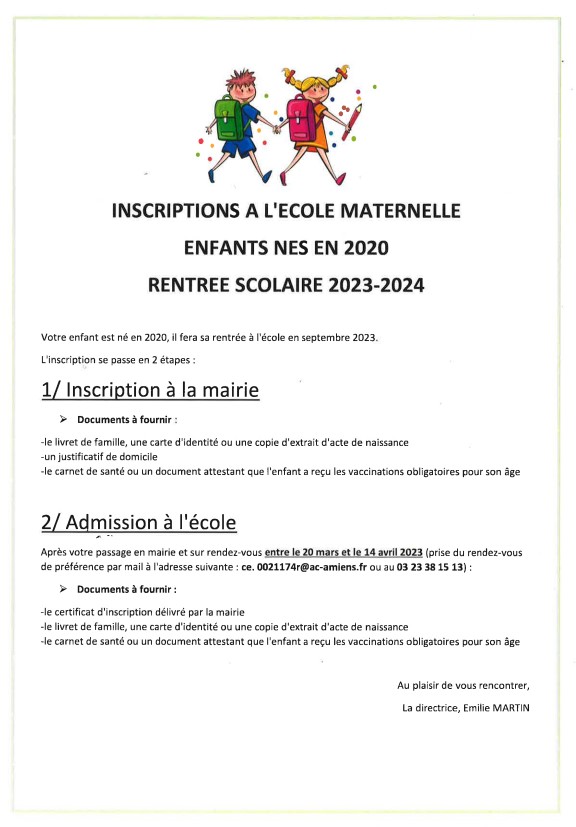 You are currently viewing Inscriptions à l’école Maternelle