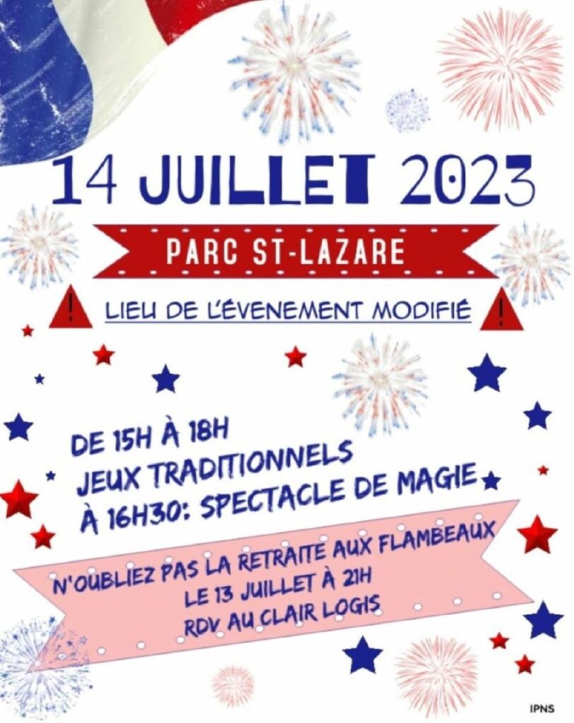 Festivités du 14 juillet déplacées au parc Saint-Lazare