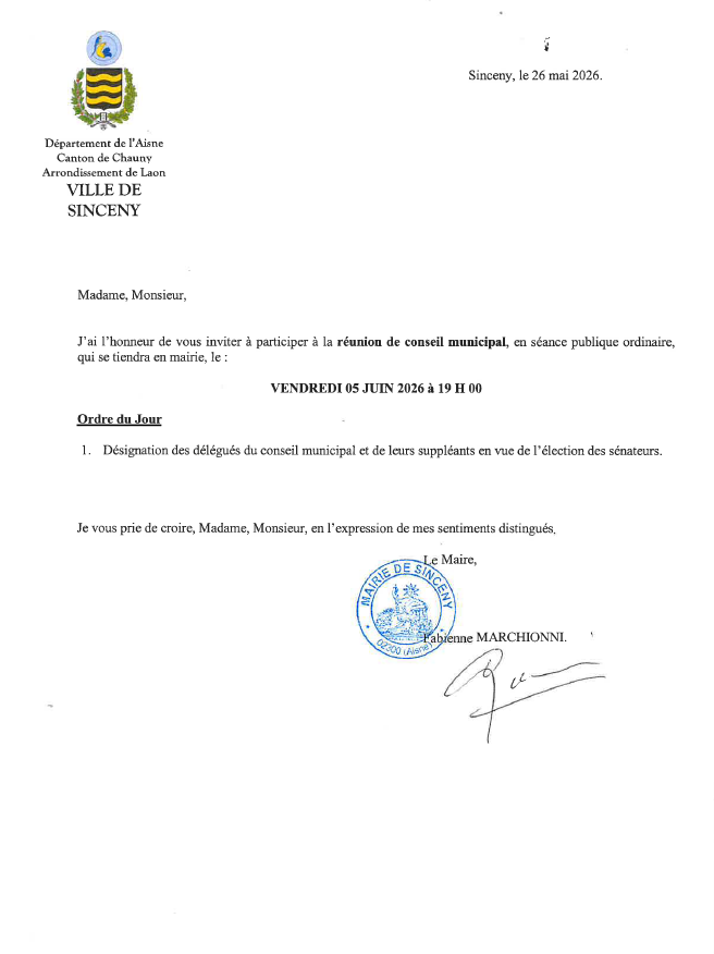 Prochaine réunion de Conseil Municipal