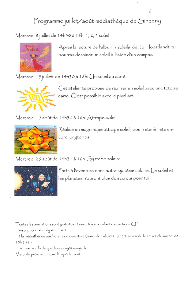 You are currently viewing Programme de la Médiathèque de Sinceny.
