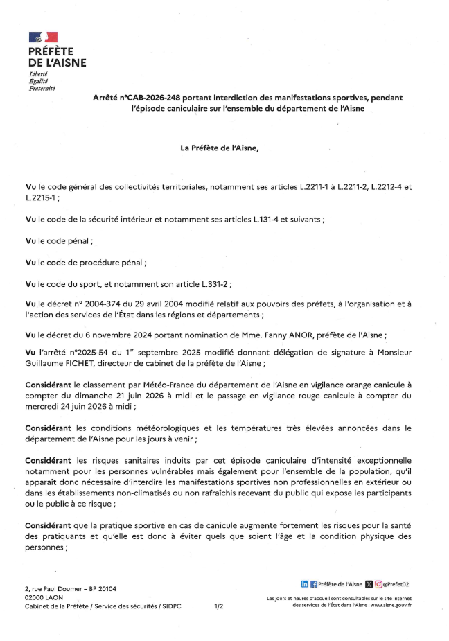 You are currently viewing Arrêtés applicables dans le cadre de la vigilance rouge