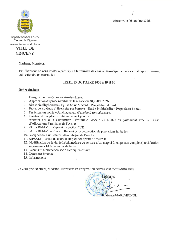 Réunion de Conseil Municipal